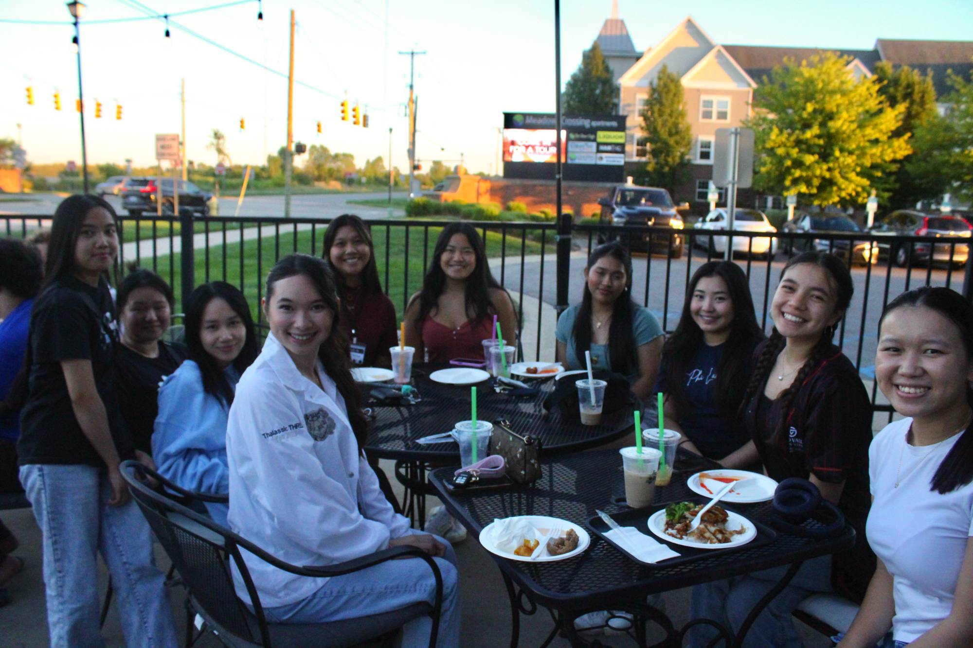 Sisters from Delta Phi Lambda welcome freshmen at our Tea Time Boba Social.
